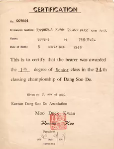 Hwang Kee signature, certification South Korea 1964