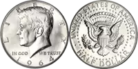 John F. Kennedy half-dollar coins 1964