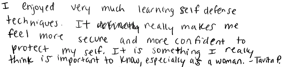 testimonial - Women's Self Defense Long Island